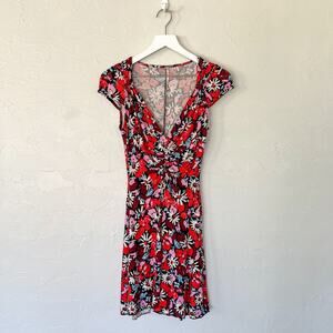 Free People Key to Your Heart Red Floral Mini Dress Small